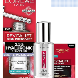L'Oreal Paris Revitalift Hyaluronic Acid + Caffeine Hydrating Eye Serum for Dark Circles, Fragrance